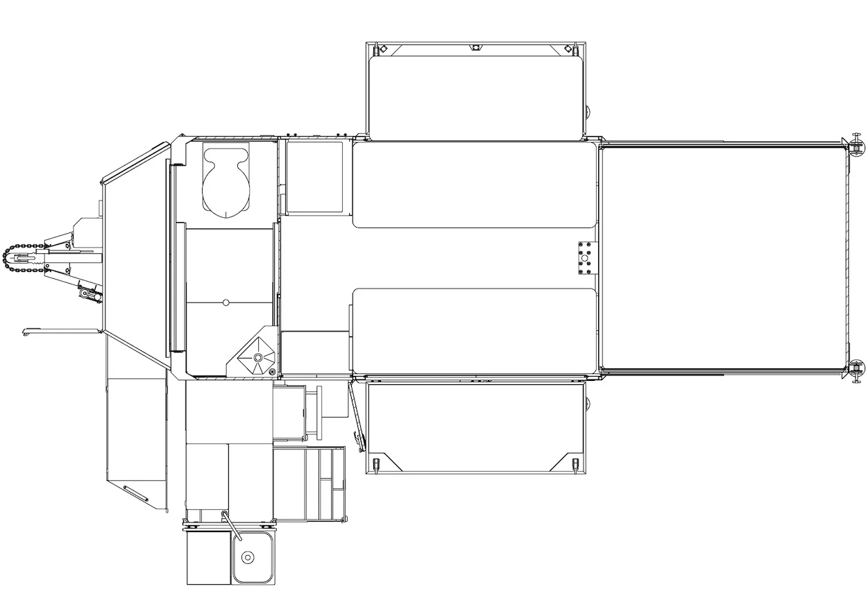 Berg CX6. off-road caravan floor plan overhead
