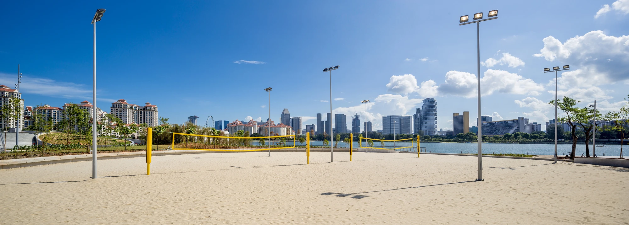 The complex includes a beach volleyball court (Photo: DP Architects)
