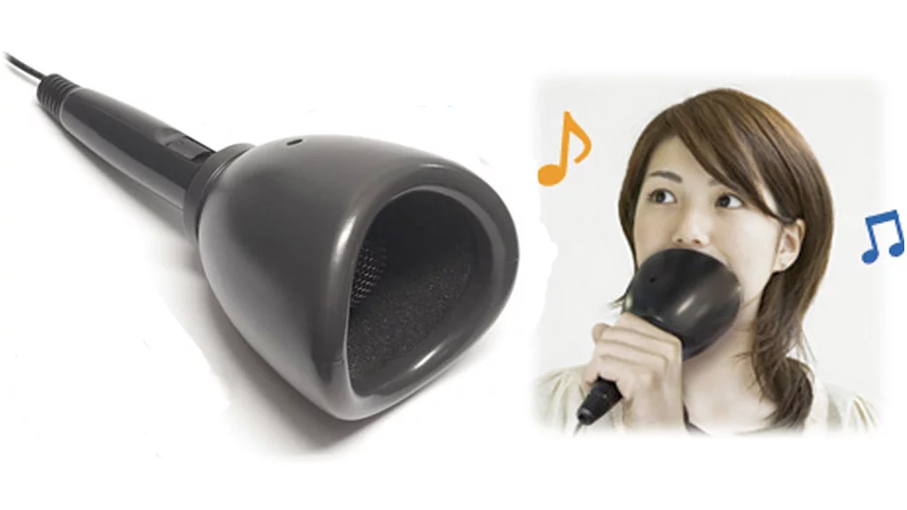 The USB Karaoke Mute-Mic acts like a cone-of-silence with its soundproofing cup around the head of the microphone