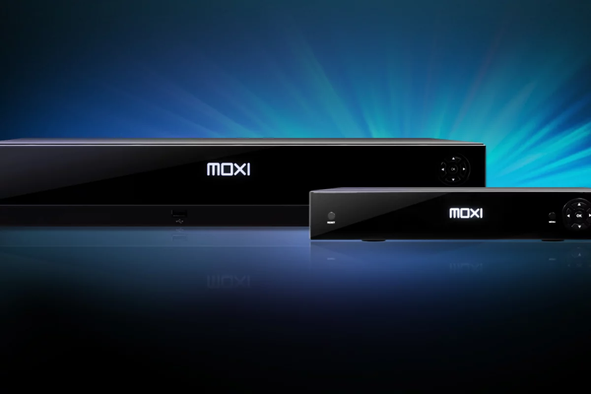 The new Moxi HD DVR has three tuners and 500GB of storage which can be expanded to 6.5TB. It can come with a Moxi Mate for multi-room viewing