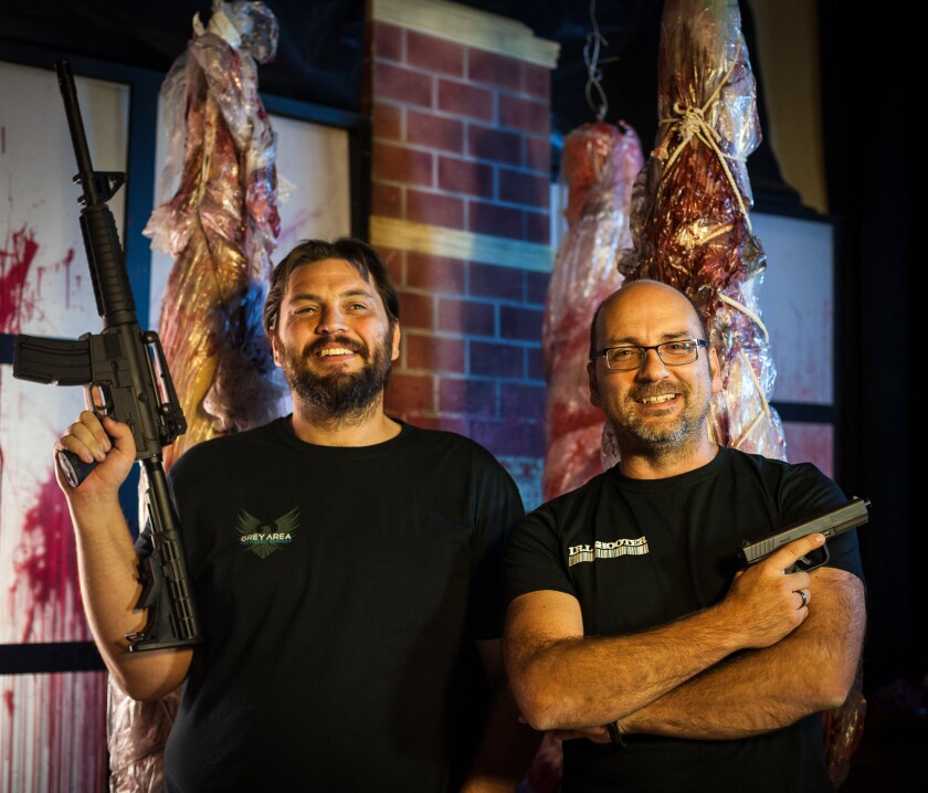 Drew Hobbs, left, and Dave Leadbetter, right, of IRLShooter