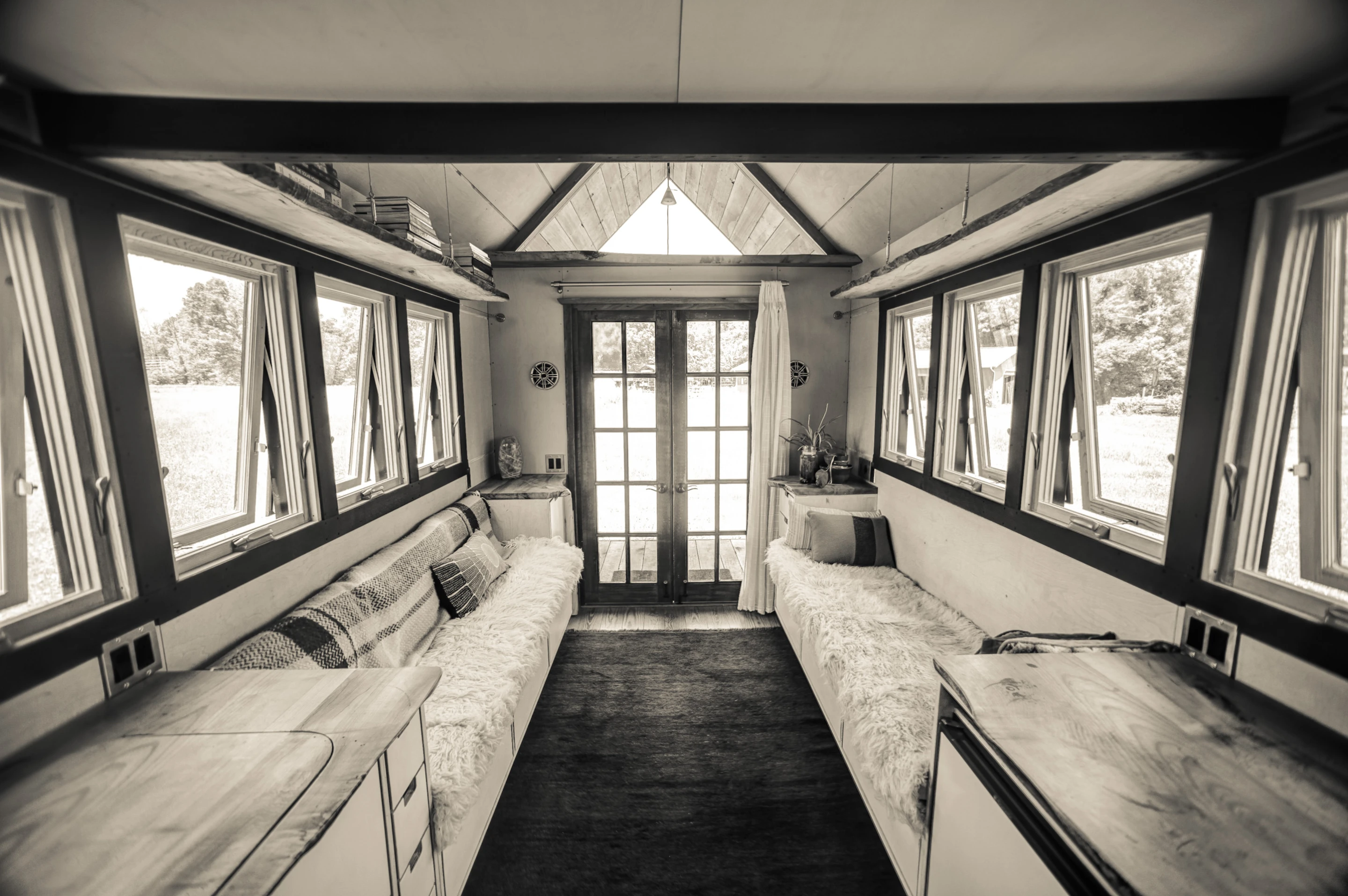 Maret hand-built the home by using primarily salvaged and raw materials