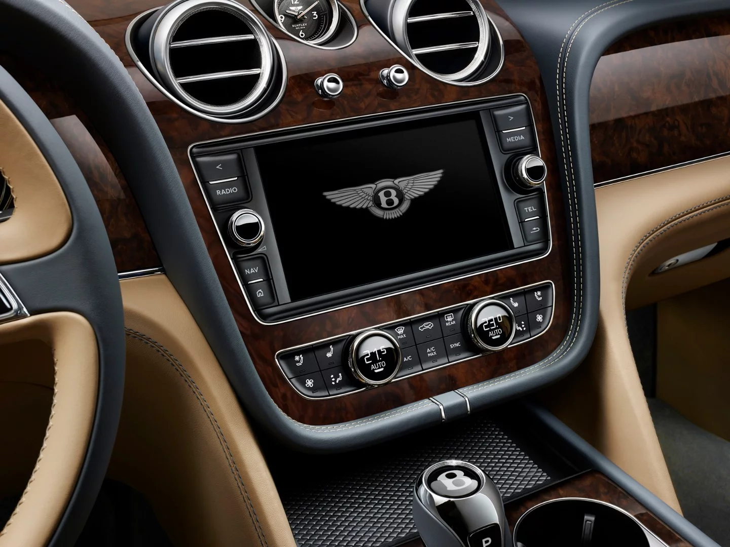 The Bentayga's infotainment system is based around an 8-inch touchscreen and a 60 GB hard drive