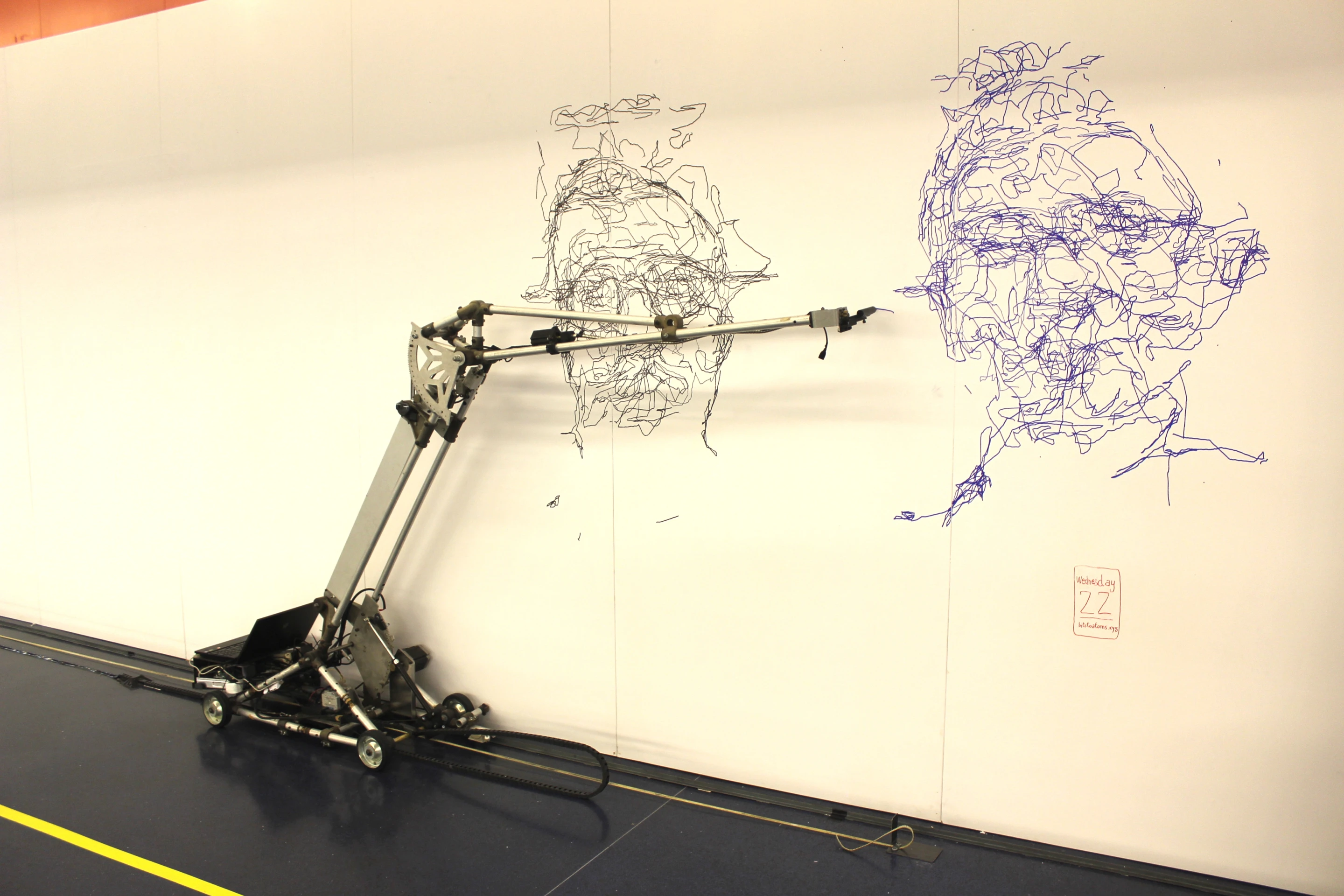 Lebanese artist Guillaume Credoz is responsible for The Obsessive Drafter, a robotic art installation that draws portraits of people it encounters