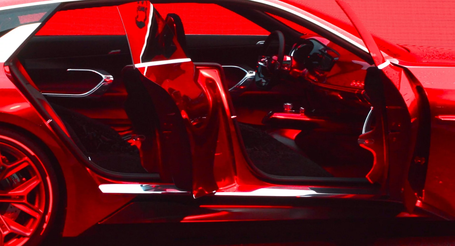 The rear doors swing forward despite the lack of full B pillars