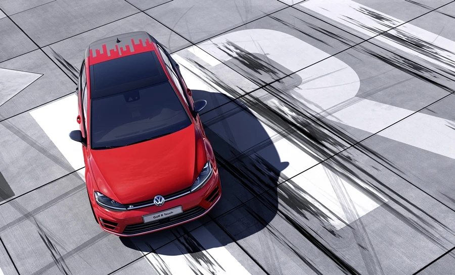 An aerial view of the Volkswagen Golf R Touch concept car