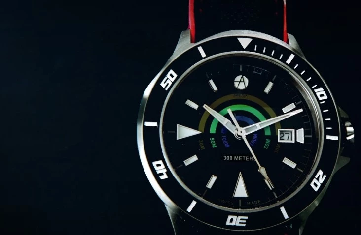 Increasing depth causes the colored band to fade