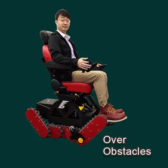 The B-Free is meant to travel over obstacles and rough ground that might leave a regular wheelchair trapped