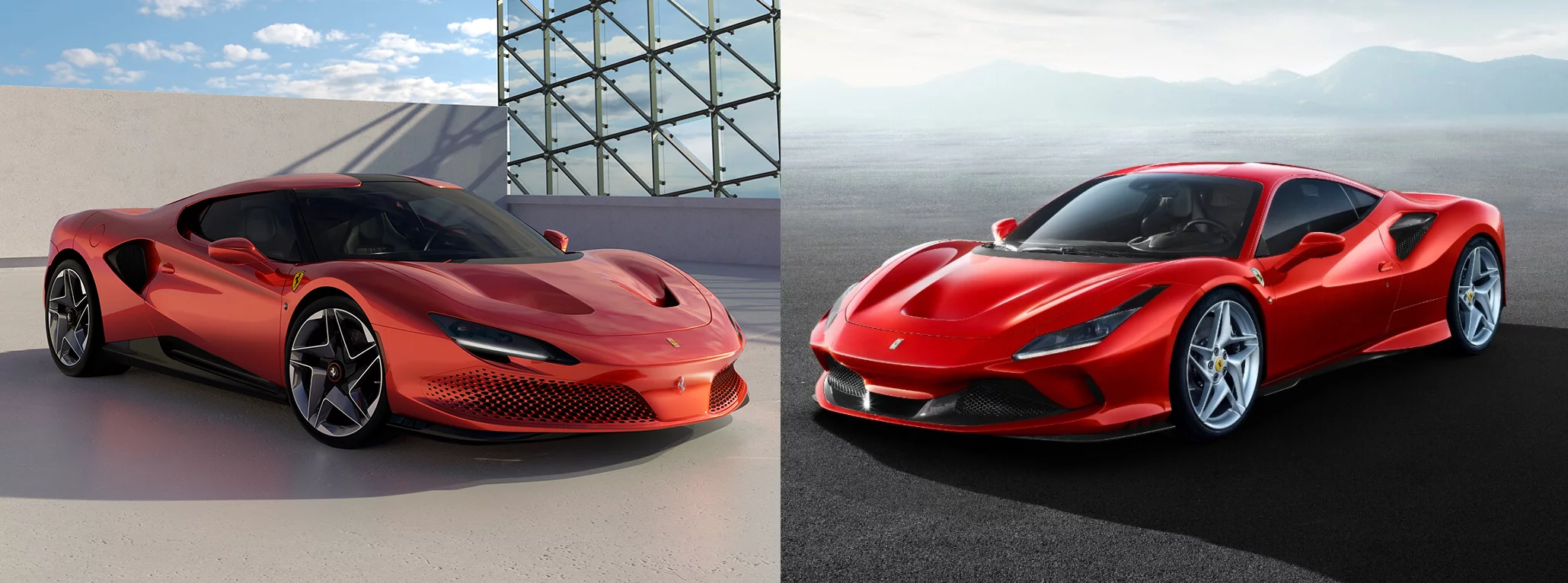 The Unica, left, with the original F8 Tributo