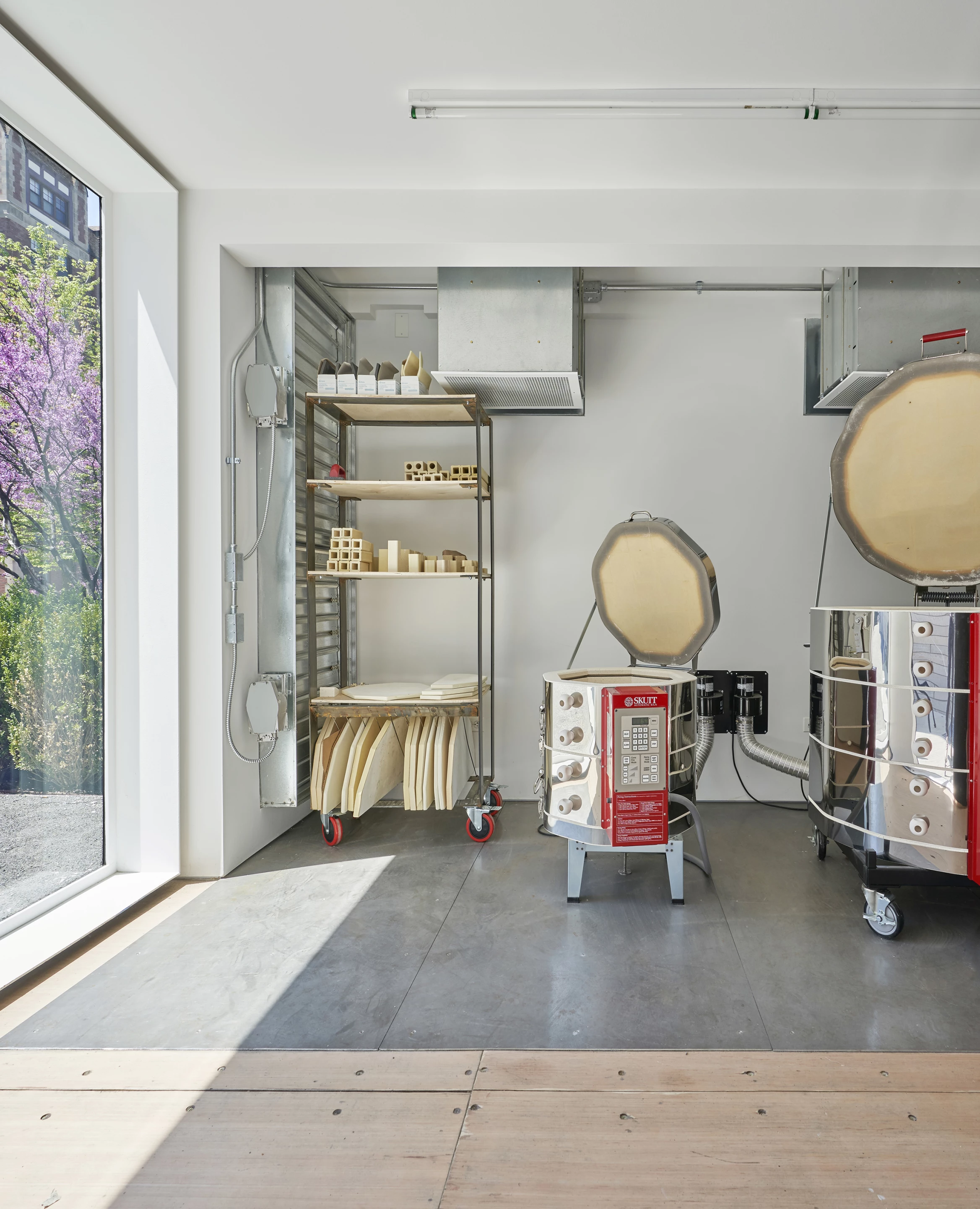 Logan Center Kilnhouse consists of a modified shipping container and serves as a place to host the ceramic kilns employed by the university's visual arts department