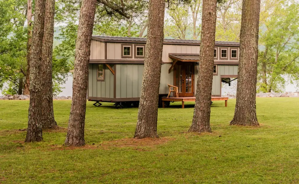 The Retreat is clad in board and batten siding