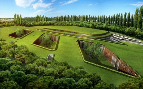 The proposed Hersham Golf Club hotel and spa, as seen from above-ground
