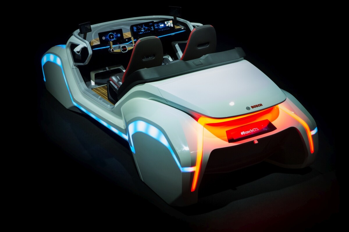 Bosch's concept includes facial recognition hardware, electronic mirrors, OLED displays and haptic feedback technology