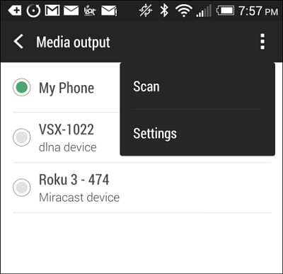 The Fire TV isn't listed in available devices on the HTC One (M8)