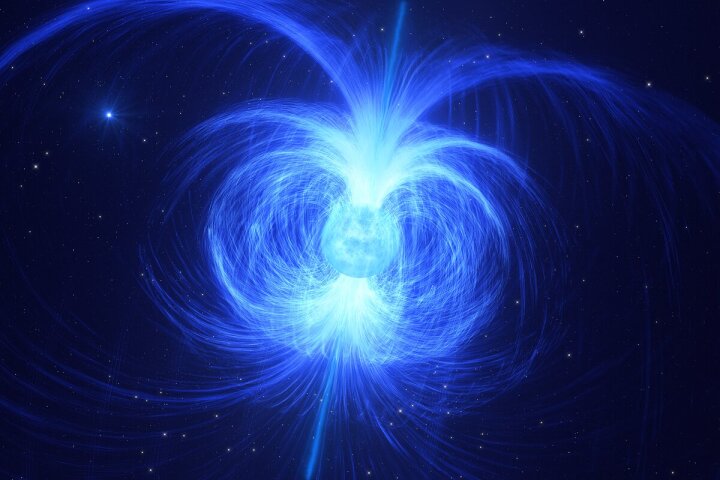 An artist's impression of the new type of astronomical object – a massive magnetic helium star