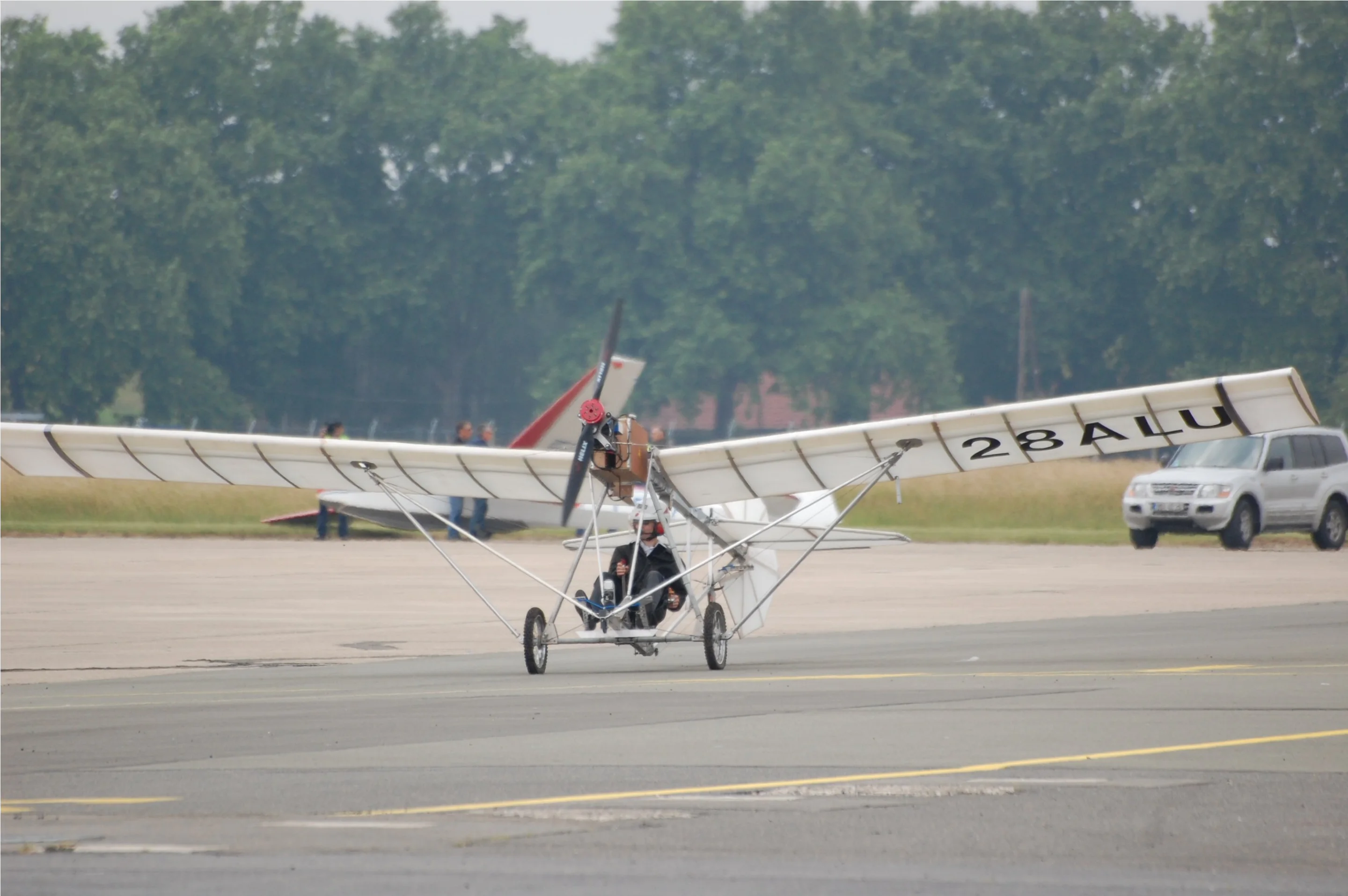 Safe landing, the electric Demoichelle at Le Bourget airfield