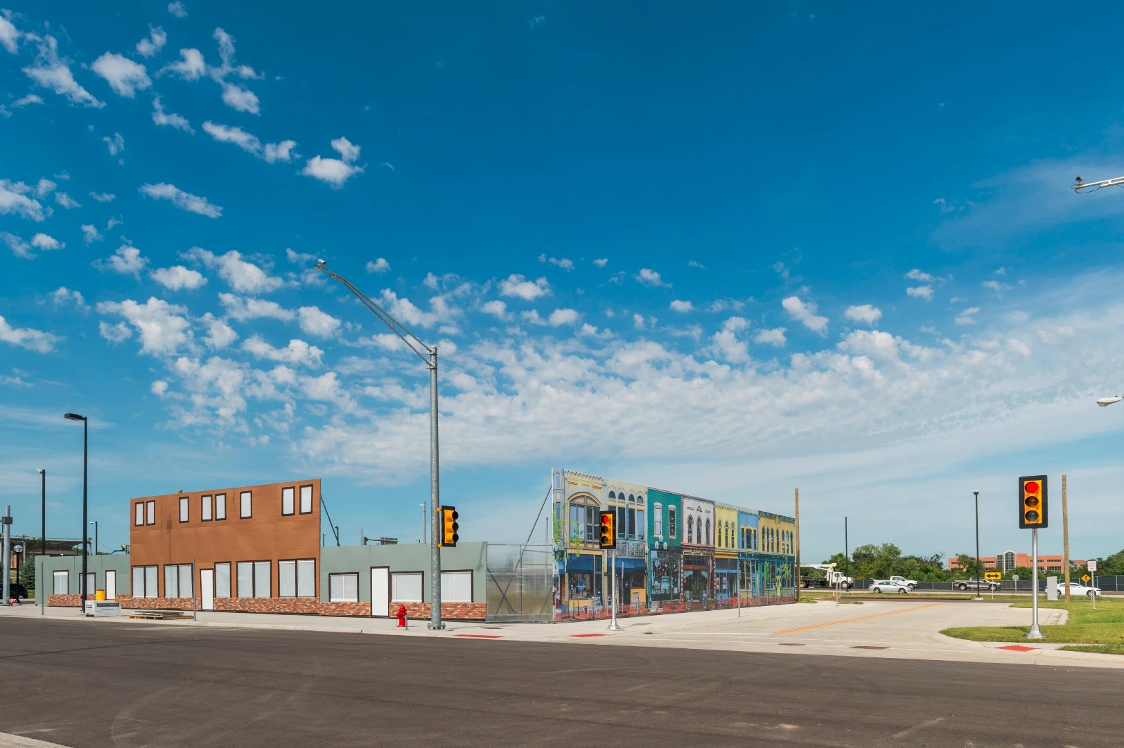 A "downtown" area in Mcity provides blind corners for autonomous and connected vehicles to navigate without the fear of accident