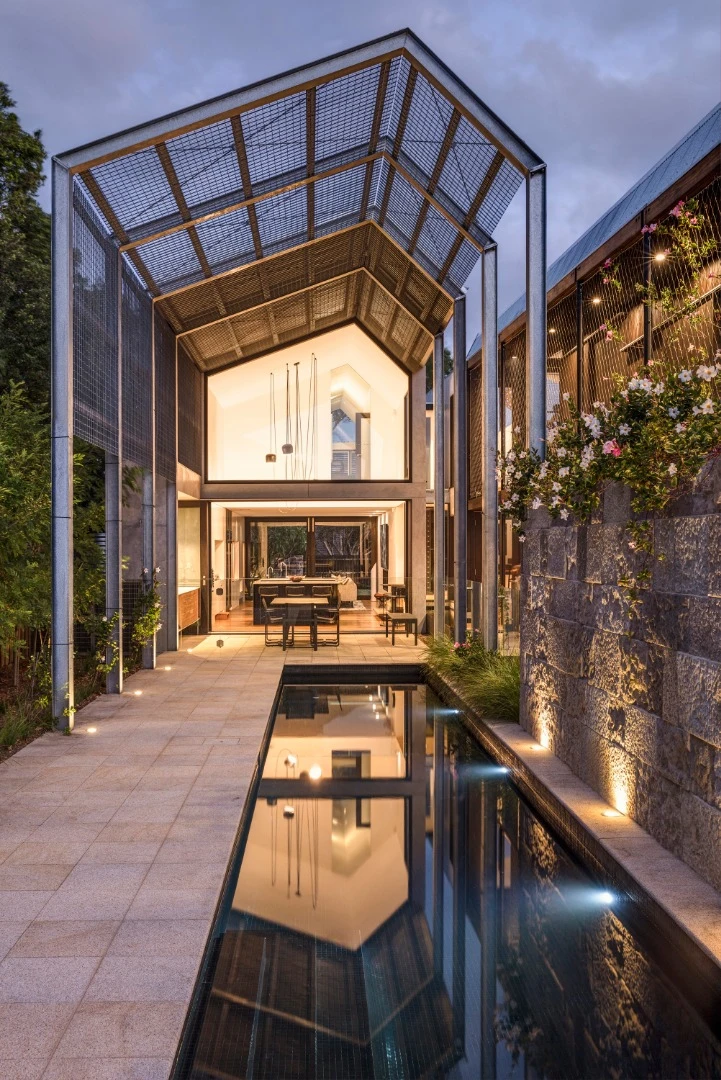 The Iron Maiden House features an outdoor swimming pool