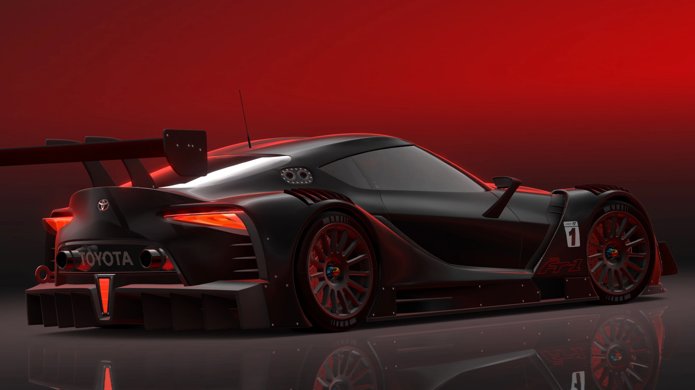 A huge wing and diffuser dominate the rear of the Vision GT