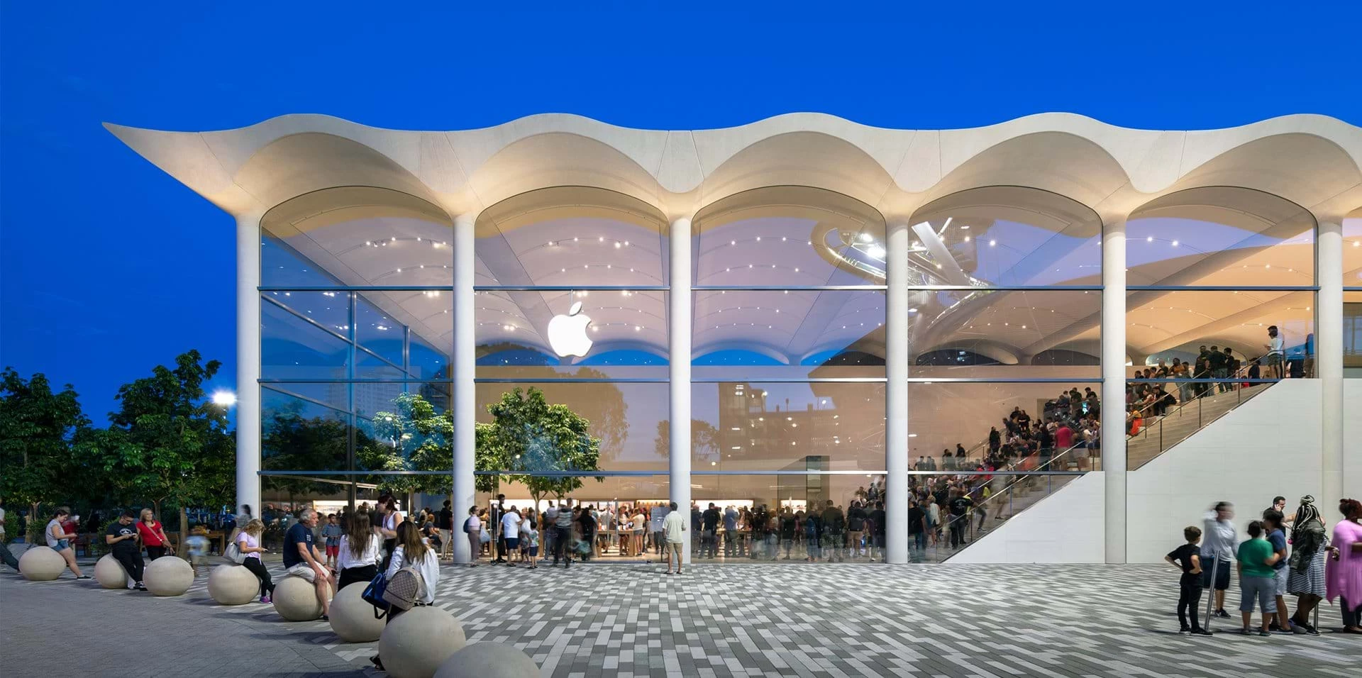 Apple Aventura's roof is used to collect and store rainwater