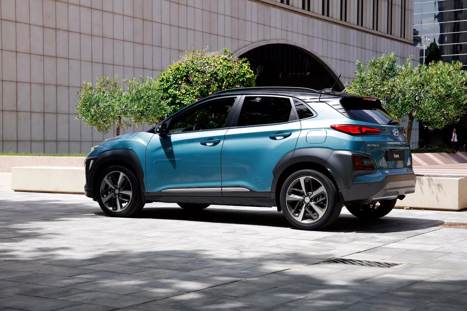 The compact Kona is available with a turbocharged engine and four-wheel drive