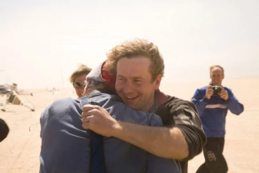 Richard Jenkins celebrates the record run at Lake Ivanpah