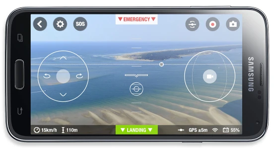 As with Parrot's previous drones, video is streamed live to the user's iOS or Android smartphone or tablet, which is also used to control the drone via onscreen toggles