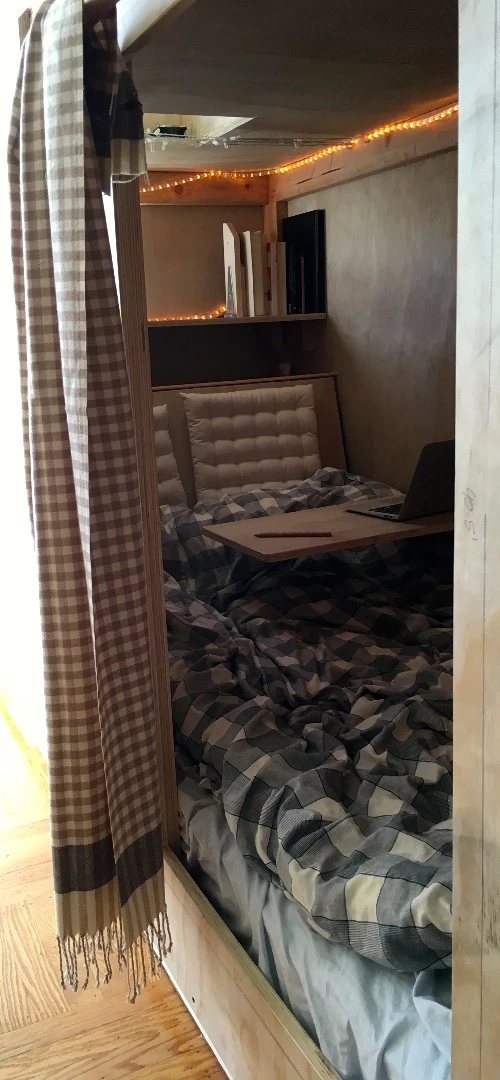 Notwithstanding the lack of privacy and room to stretch, the Living Pod seems to suit Berkowitz's needs