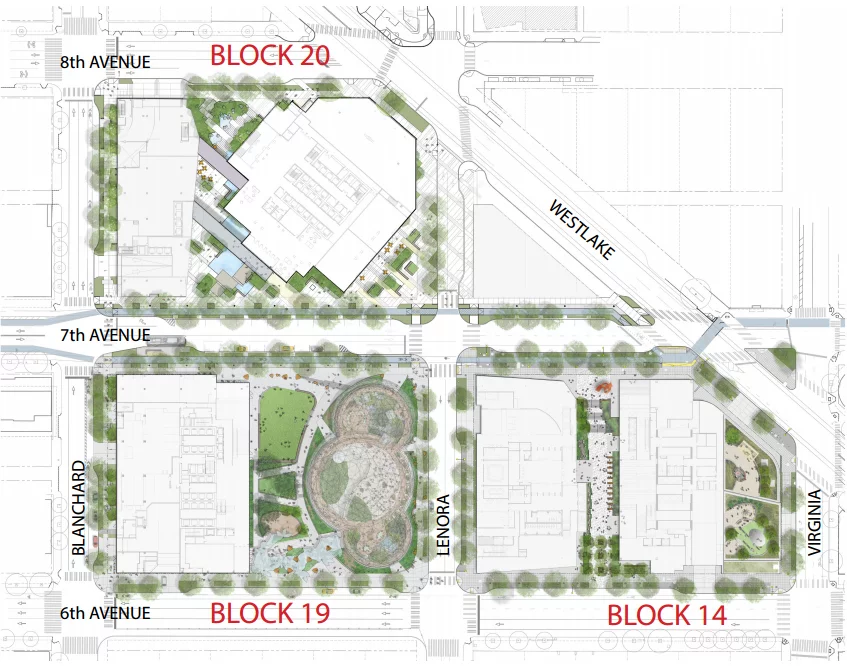 Plan of the Amazon HQ site (Image: NBBJ)