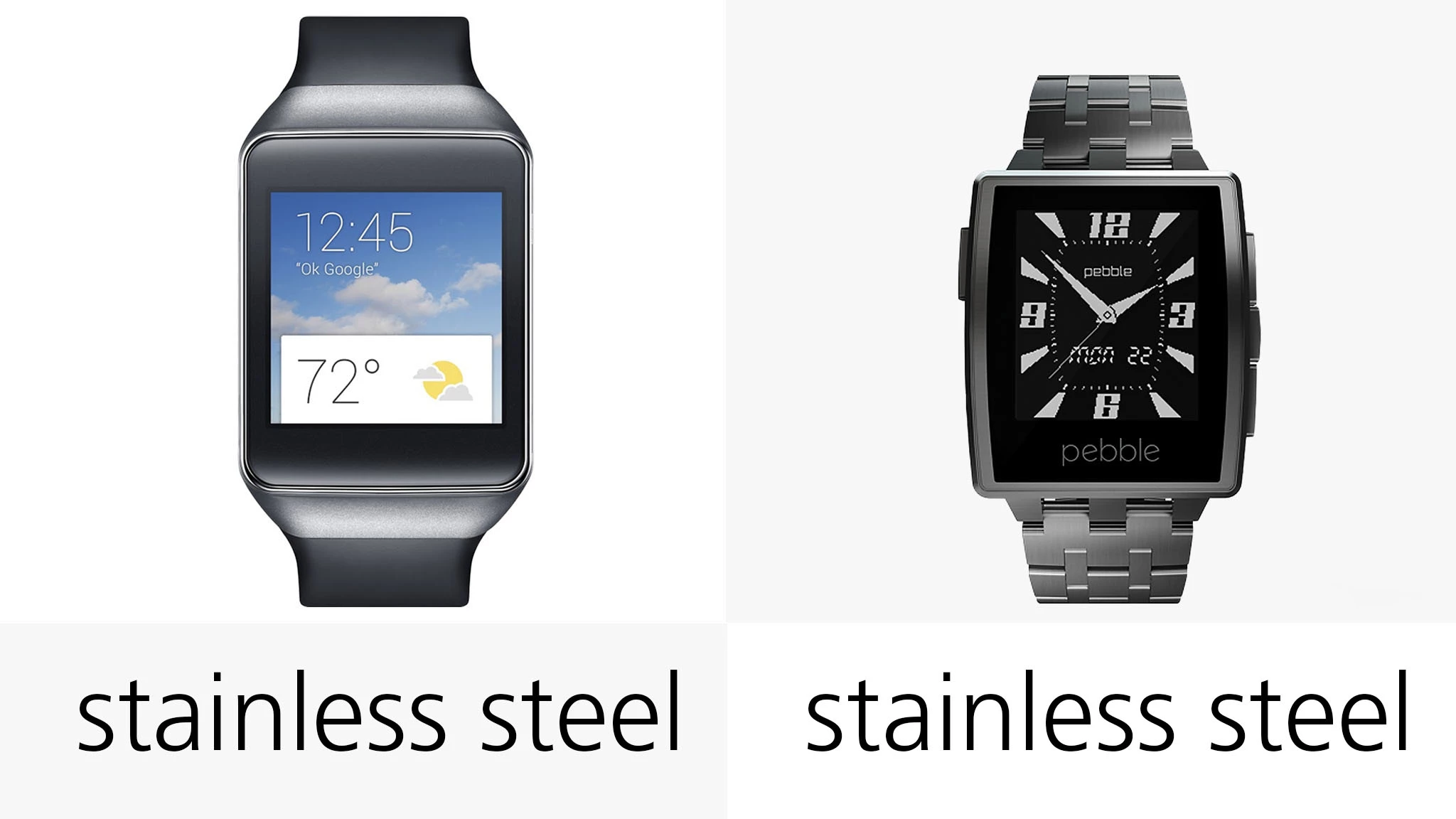 Both watches' bodies are made of stainless steel