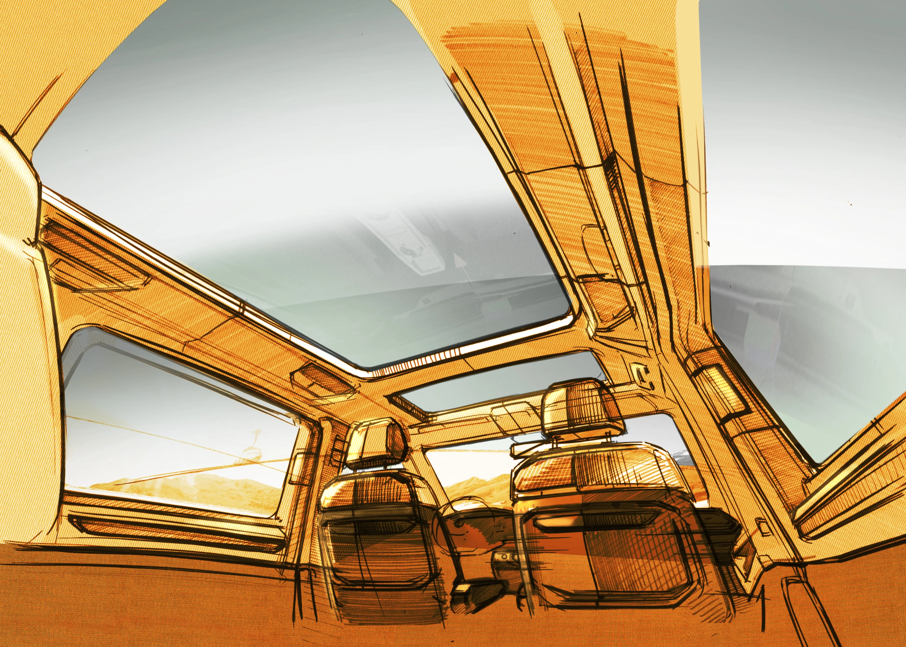 Volkswagen teases a large Multivan glass roof and a more versatile interior with full floor rail system and only individual seats