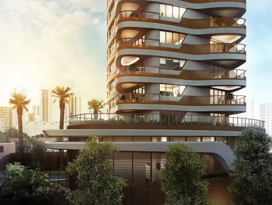 Exterior rendering of Pininfarina's recently completed Cyrela apartment tower in Brazil
