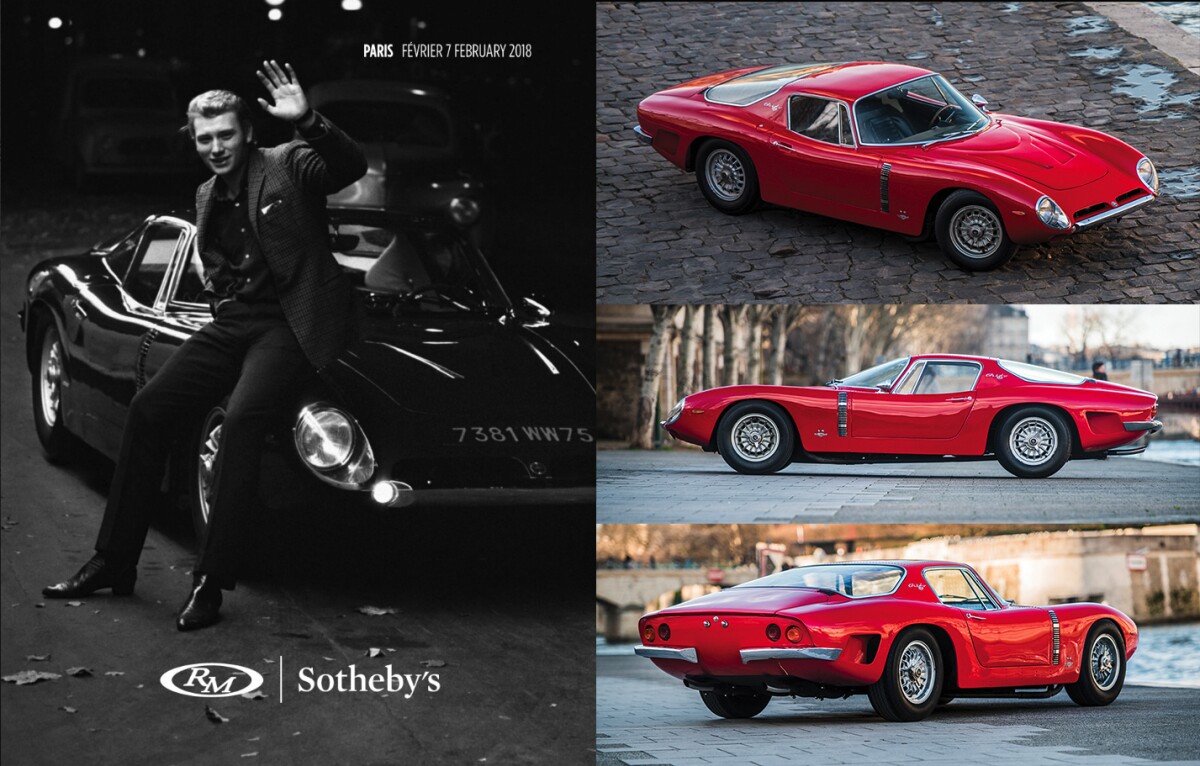 This 1965 Iso Grifo A3/C is essentially a race car for the road, with just 10 riveted Iso Grifo A3/Cs built and class wins in the Le Mans 24 Hour race in both 1964 and 1965 as part of the heritage (plus 14th and 9th place outright). This car is one of the very desirable "riveted" A3/Cs, made by Carrozzeria Sports Cars of Piero Drogo in Modena. The bodies were made in avional, a special alloy of aluminum, copper and magnesium that is very light and elastic but difficult to weld, meaning it needed to be riveted. The car has a spectacular provenance including Johnny Hallyday, 15 years in Michel Hommell's Manoir de l'Automobile museum and an appearance at the 2017 Chantilly Concours. Great hopes were held for the car (hence its appearance on the catalog cover with Hallyday). RM-Sotheby's Sabatié-Garat commented, "The offering of a riveted Iso Grifo A3/C is extraordinarily rare in its own right. Add to that its exceptional French provenance and former ownership by the late, and much loved, Johnny Hallyday, and you have a once-in-a-generation opportunity for collectors. We're tremendously honored to bring an important car owned by such a cherished French icon to public auction for the very first time." On the day, the bidding reached €1,975,000 but there was no fairytale ending. | Estimate: €2,500,000 to €3,000,000 | RM-Sotheby's | Lot 142 | Auction Description
