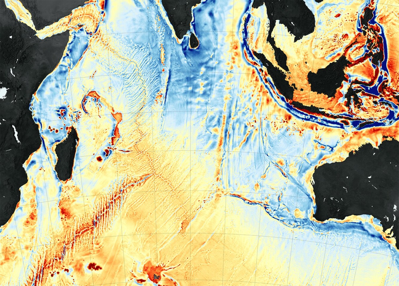 Gravity map of the Indian Ocean