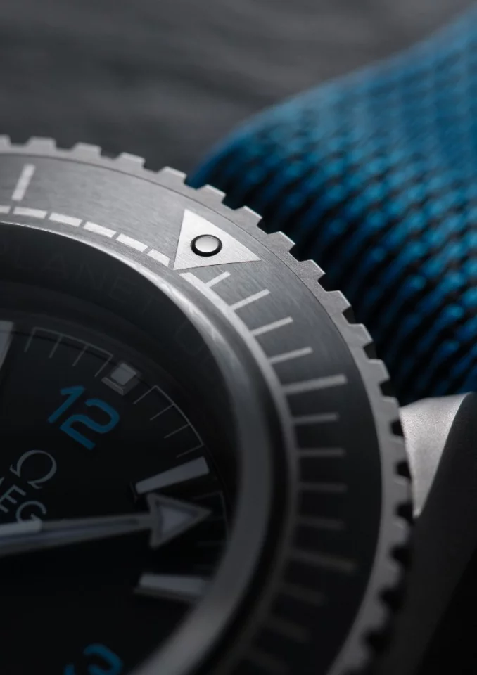 The Omega Seamaster Planet Ocean Ultra Deep Professional titanium bezel