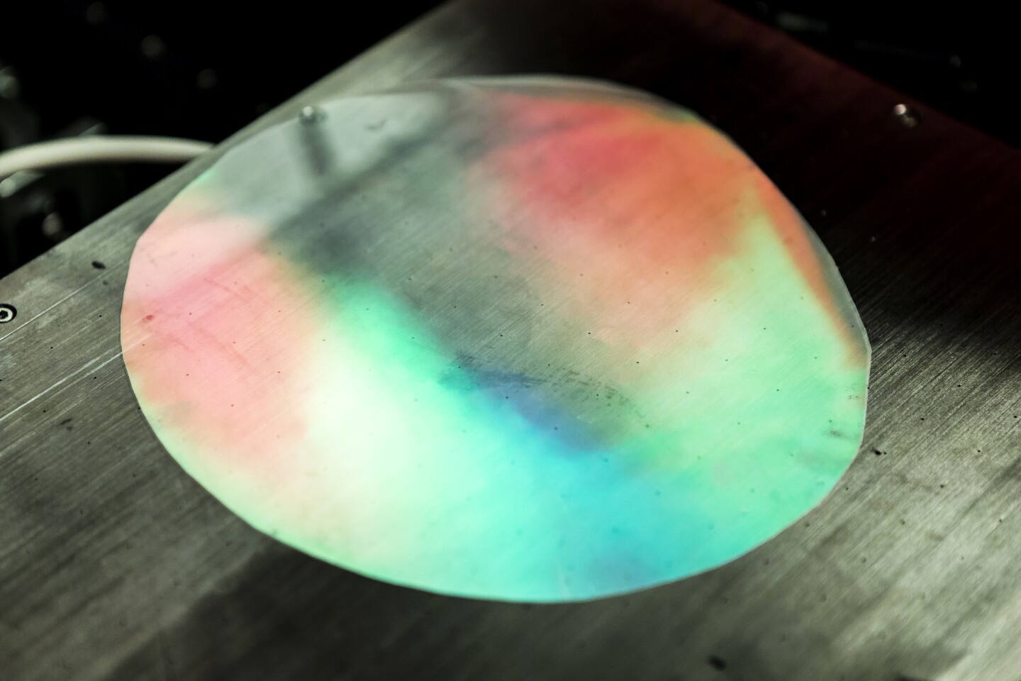 A close-up of the polymer nanomaterial after the molding and printing processes
