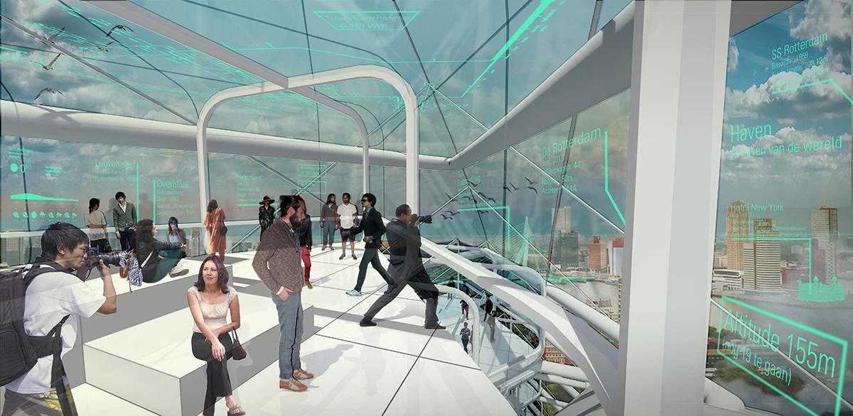 The Dutch Windwheel concept houses 72 apartments, a 160-room hotel, a panoramic restaurant, a viewing gallery and a coaster ride