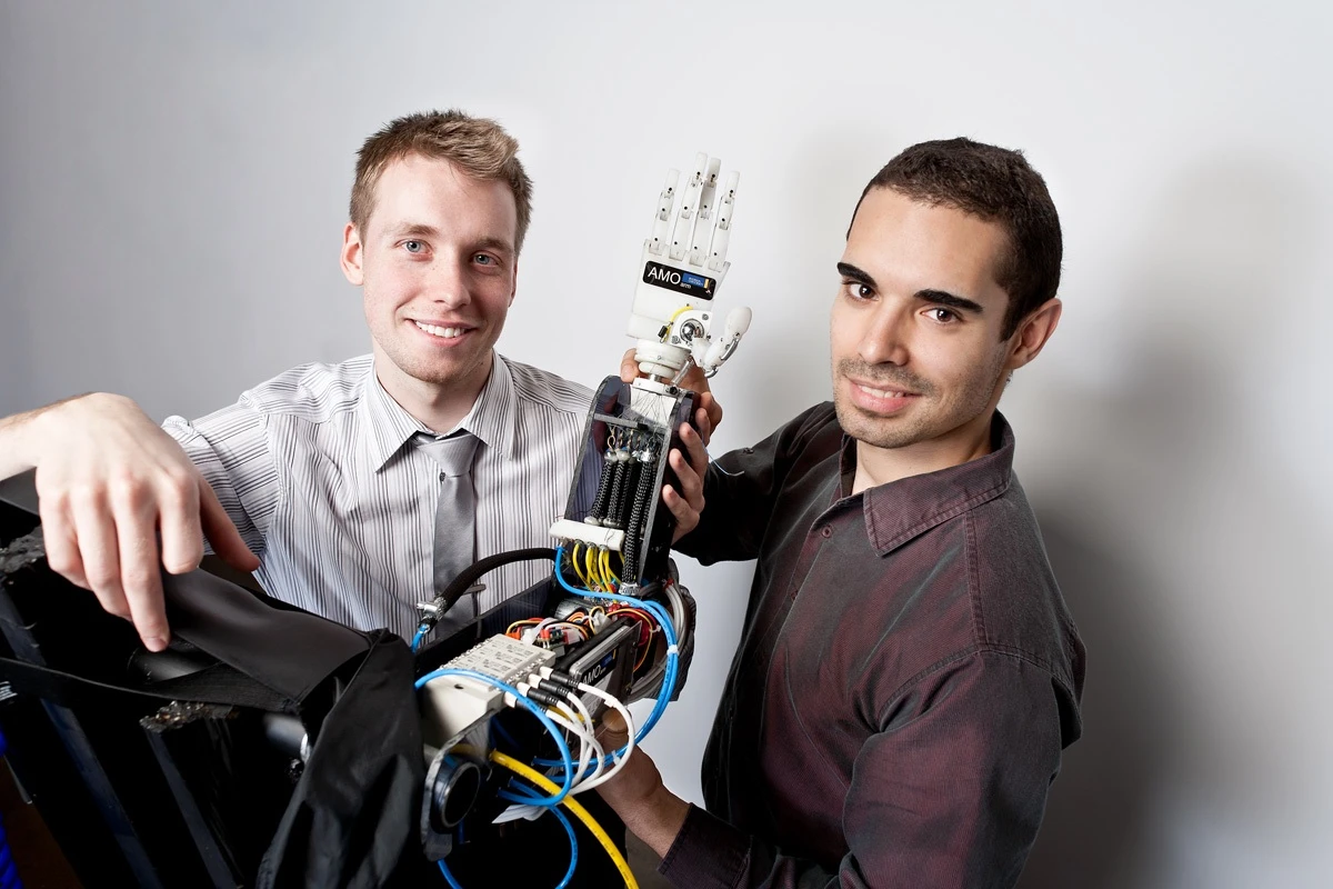 Michal Prywata and Thiago Caires with their AMO Arm(All photos courtesy Ryerson University)