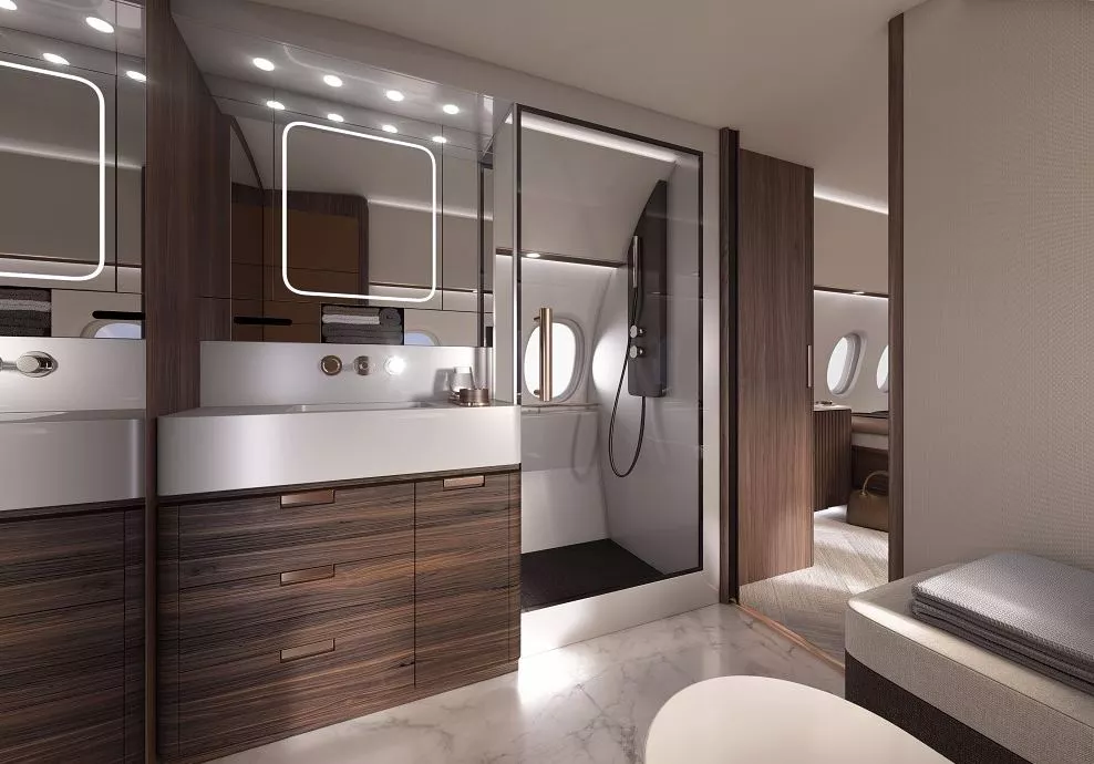 En-suite shower for the Dassualt Falcon 10X