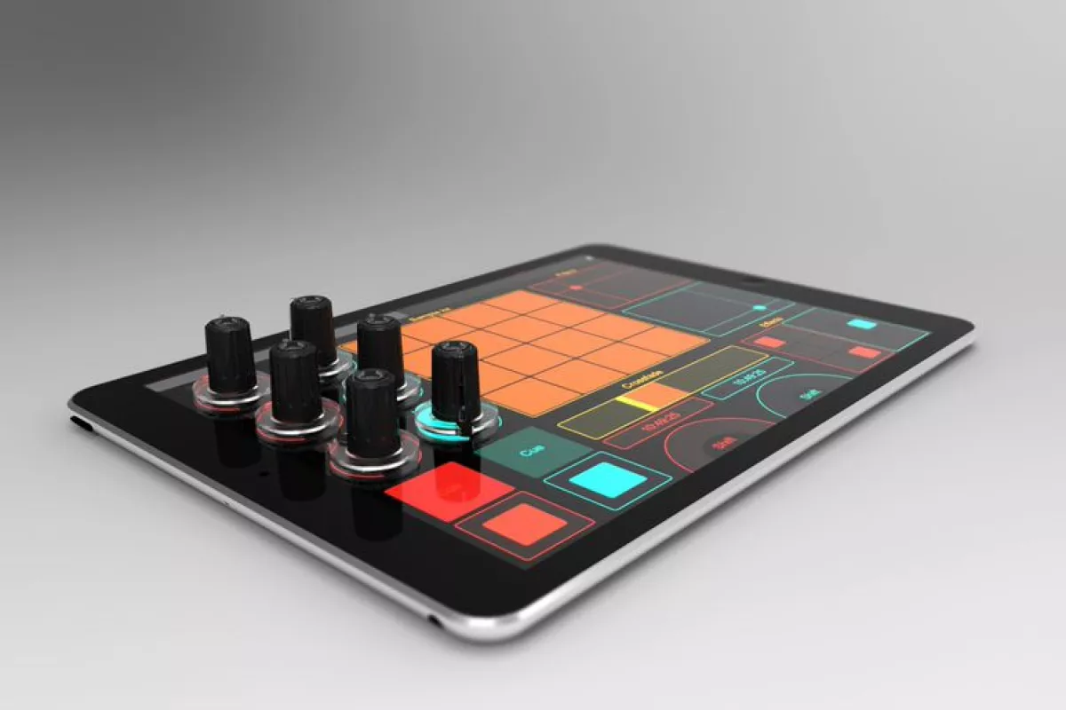 Tuna Knobs work as an oversized stylus, translating real-life turning movements into in-app touch commands