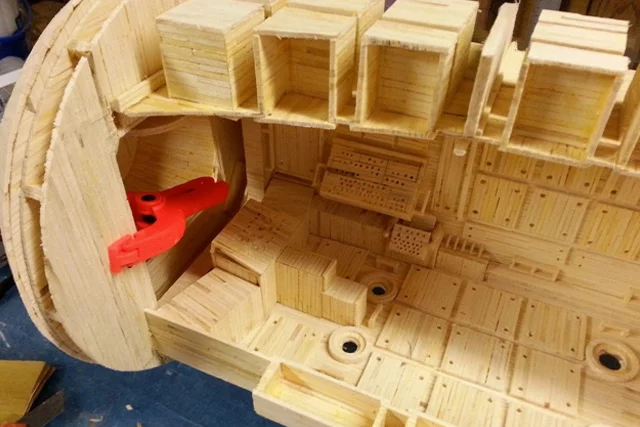 The Russian Zvesda module, along with the European Space Agency’s ATV cargo transport module, will be displayed on the floor while the scale model ISS hangs from the ceiling