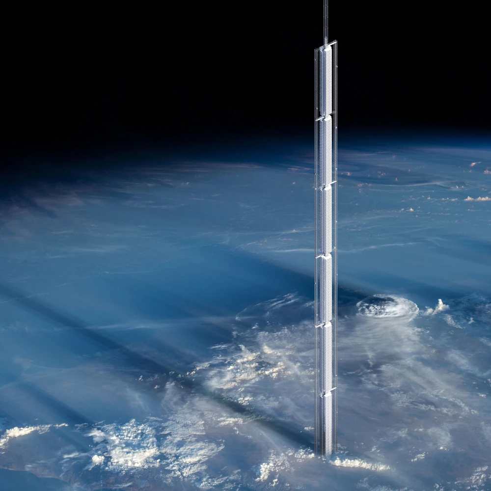 From Clouds Architecture Office comes this extraordinary concept for an upside-down skyscraper that hangs from an orbiting asteroid