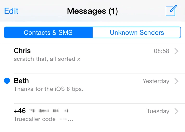 Keep Unknown Senders away from your contacts