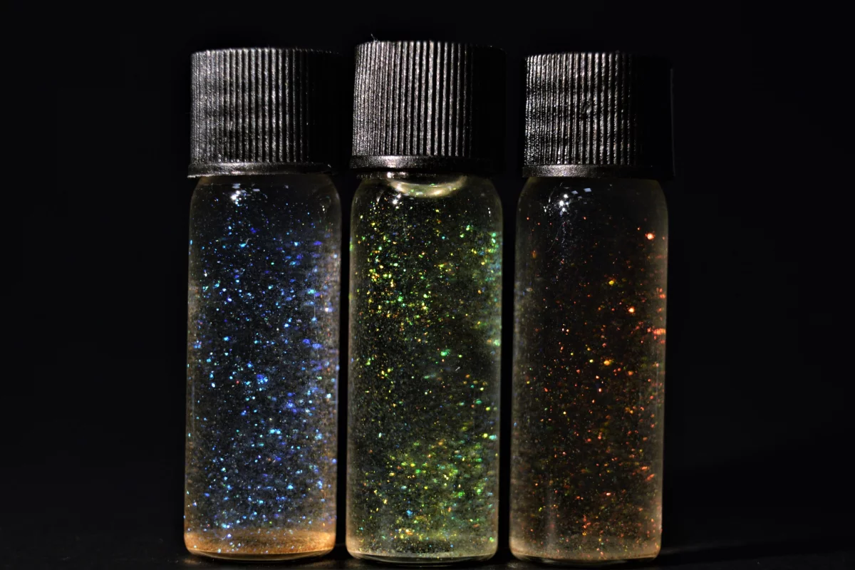 Samples of the new biodegradable cellulose glitter