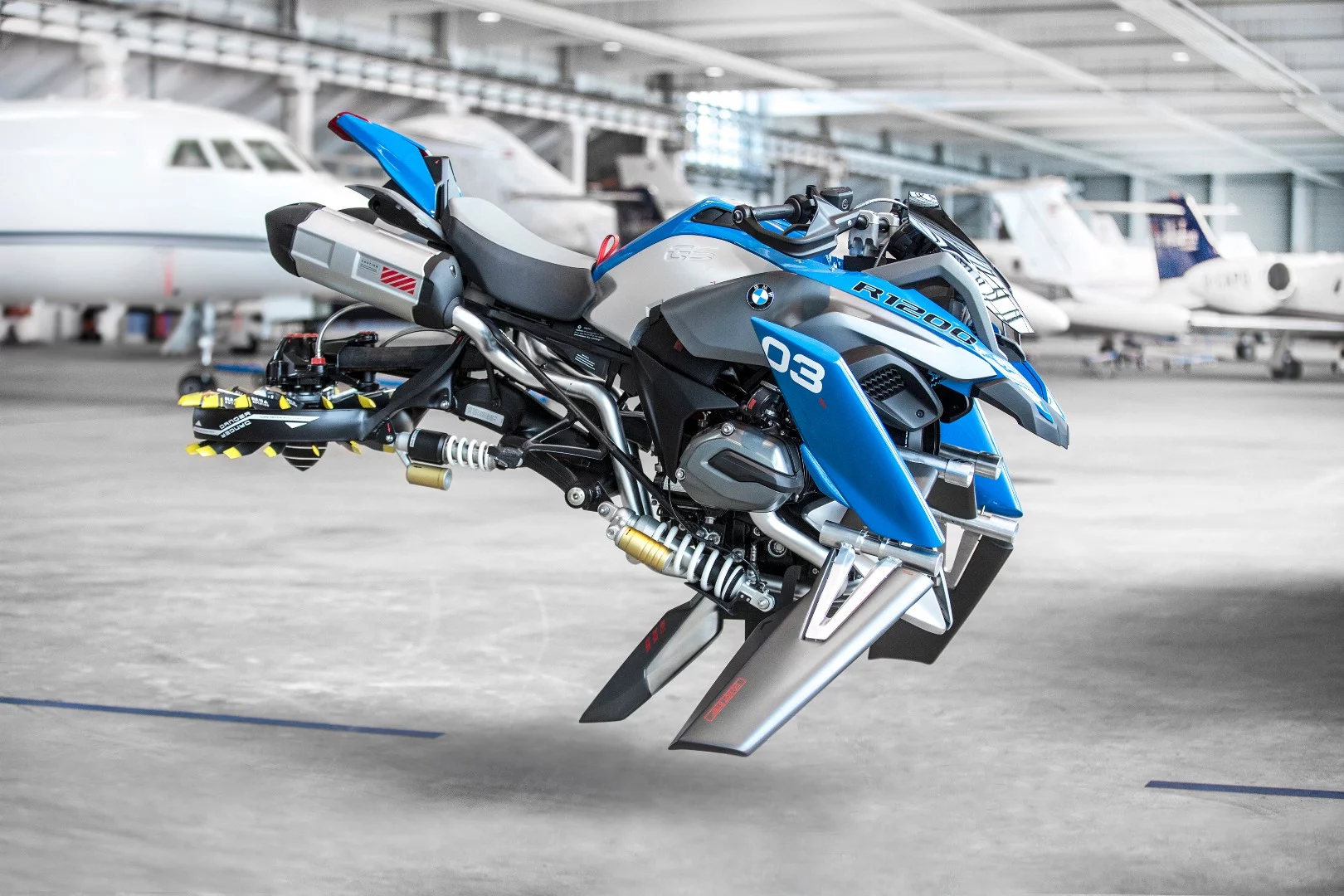The Hover Ride, pictured in a hangar – no, it doesn't actually float in mid-air