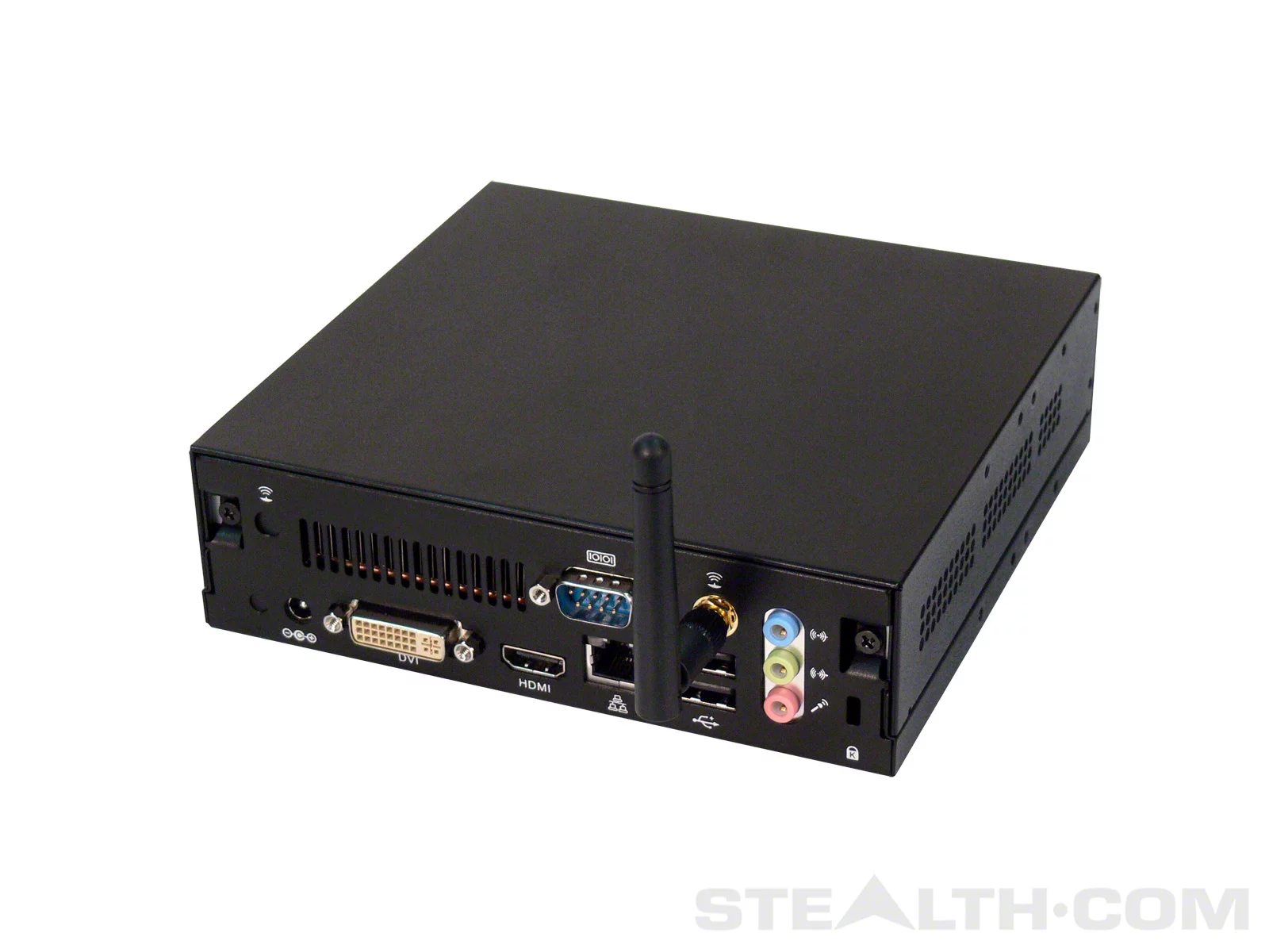 The LPC-670 connectivity options include Gigabit LAN, an optional Wi-Fi 802.11g card and antenna, four USB 2.0 ports, RS232 COM port, DVI-I video connector, audio in and out, and a HDMI port