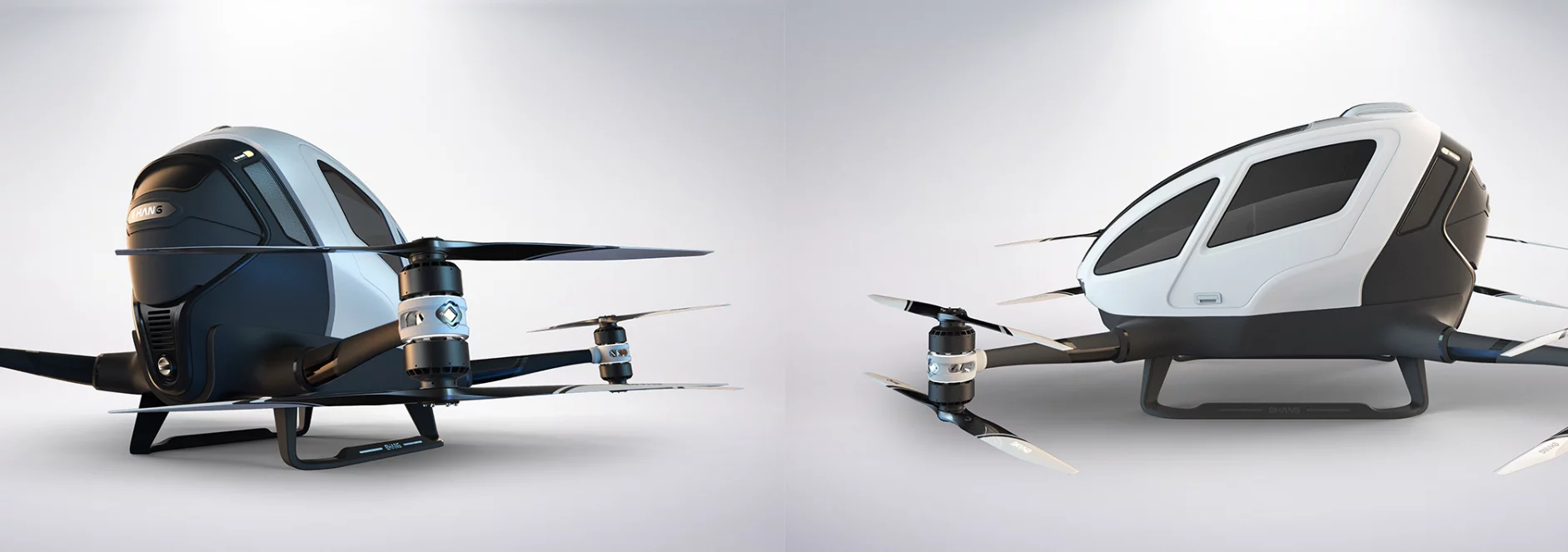 Charging of the Ehang 184 AAV's 14.4-kWh battery pack takes four hours in trickle mode or two hours in fast-charge, with a full charge reportedly being sufficient to keep one passenger airborne for up to 23 minutes at sea level