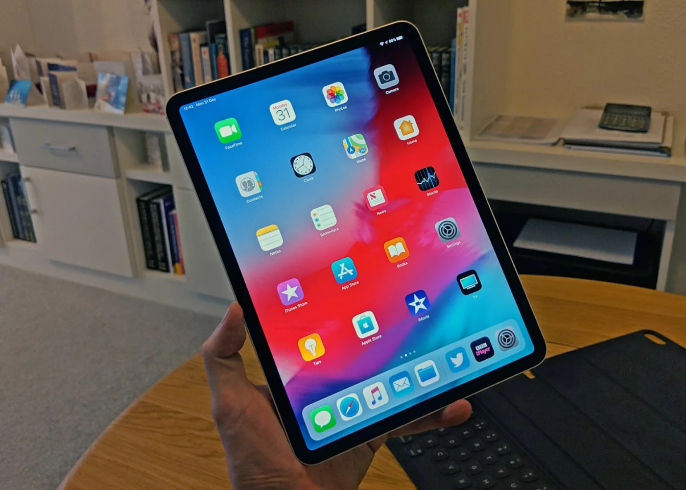 We're reviewing the 11-inch iPad Pro model: Less screen real estate than its bigger sibling, but easier to hold in one hand