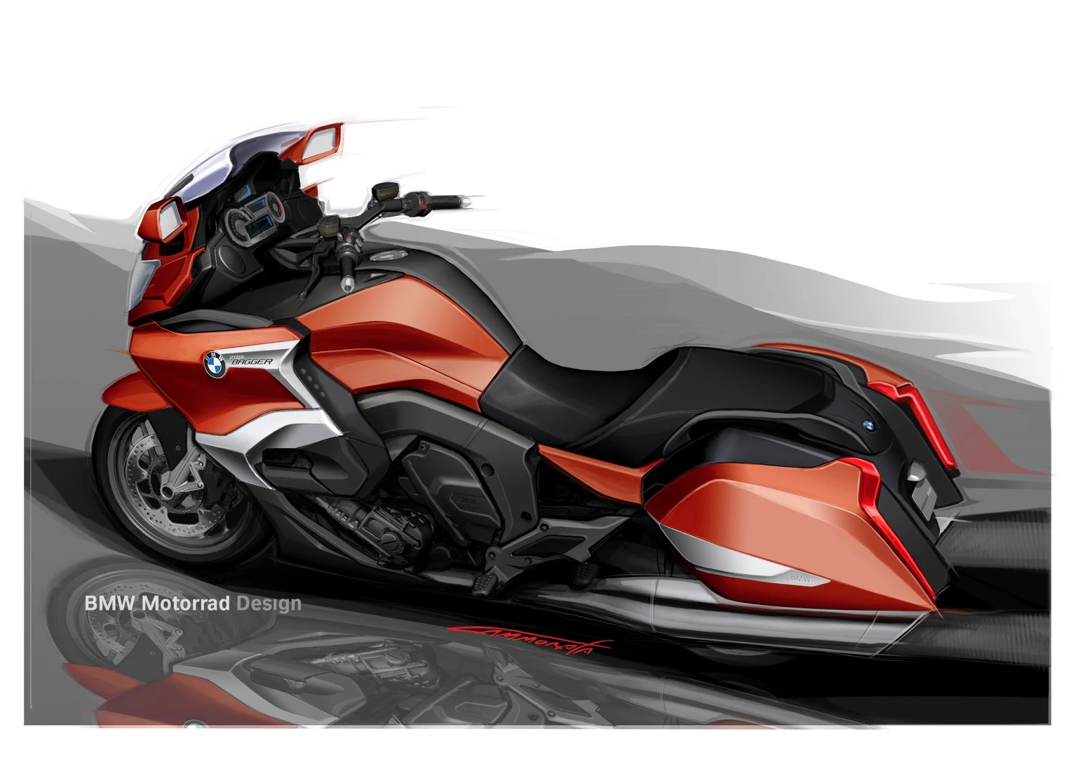 The BMW K1600 B in sketch form