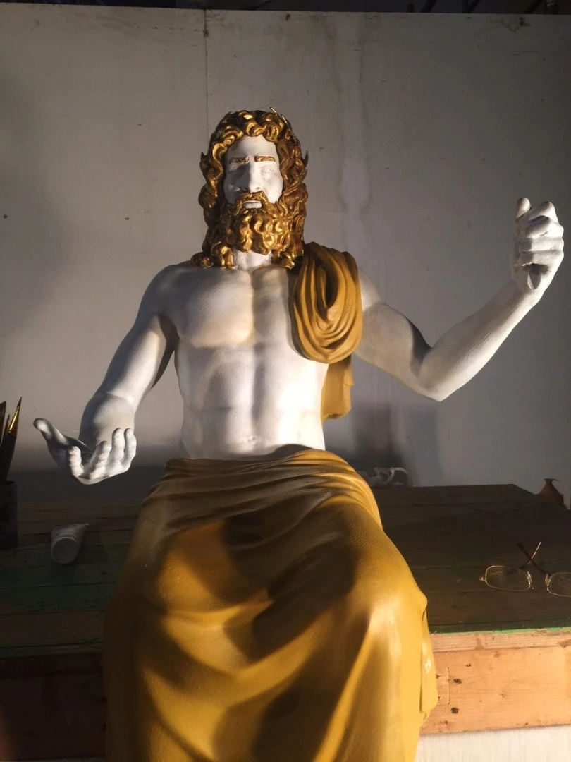 The 3D-printed replica of the Statue of Zeus is made of thermoplastic